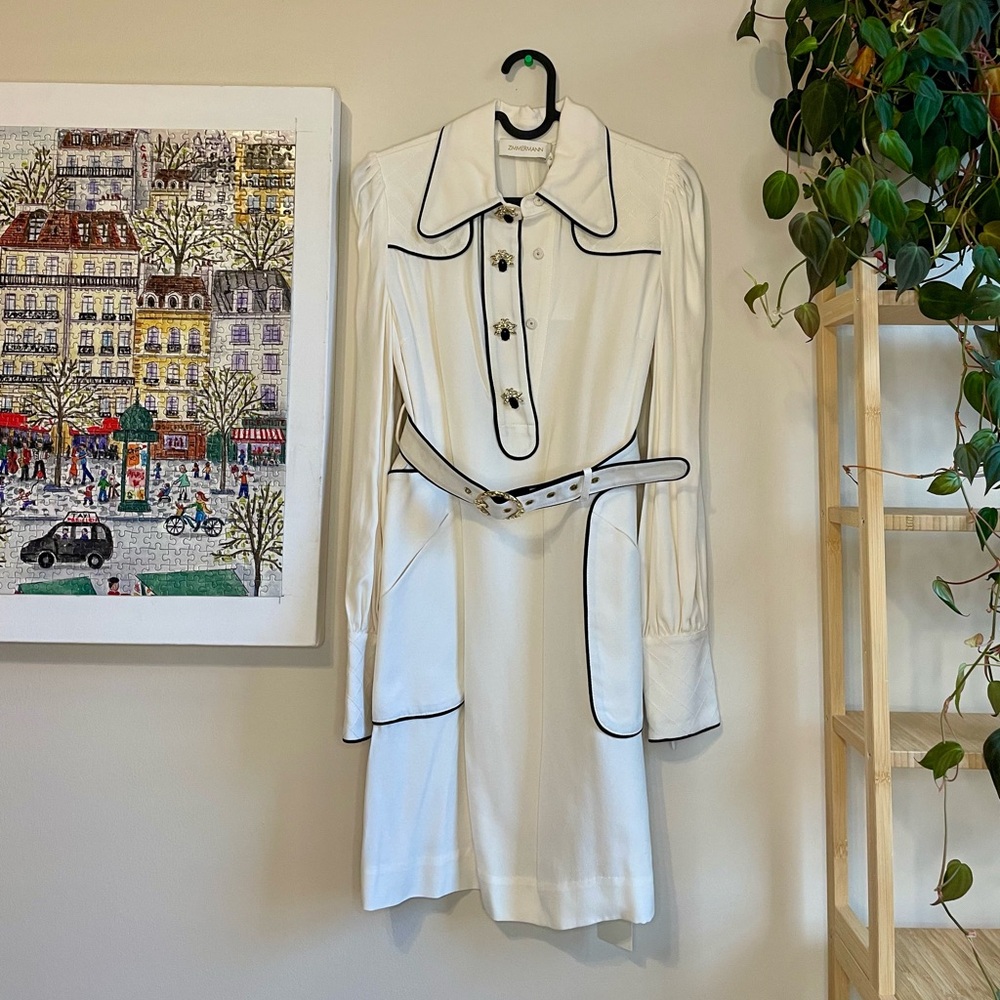 NWT Zimmermann Collared Swing Dress in Ivory 0P